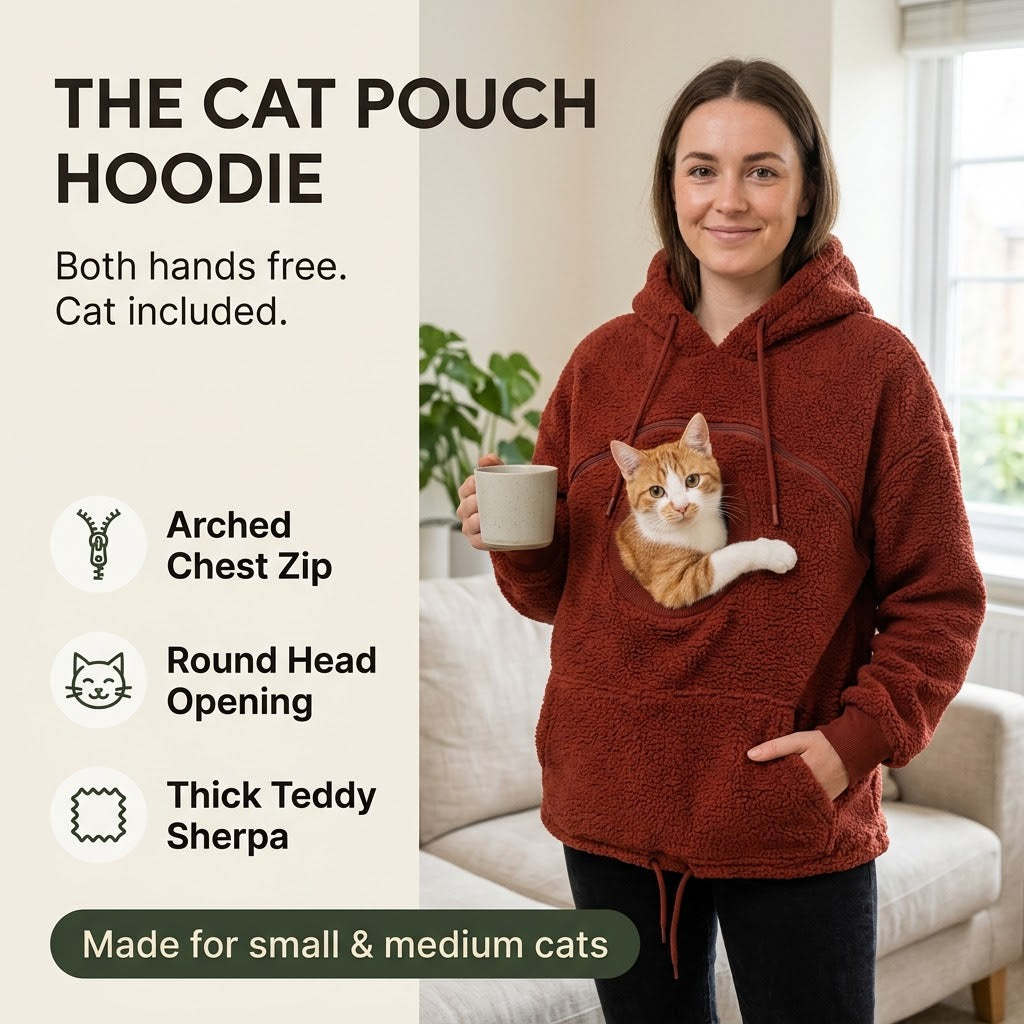 LAPWORK — Oversized Sherpa Hoodie with Built-In Cat Pouch